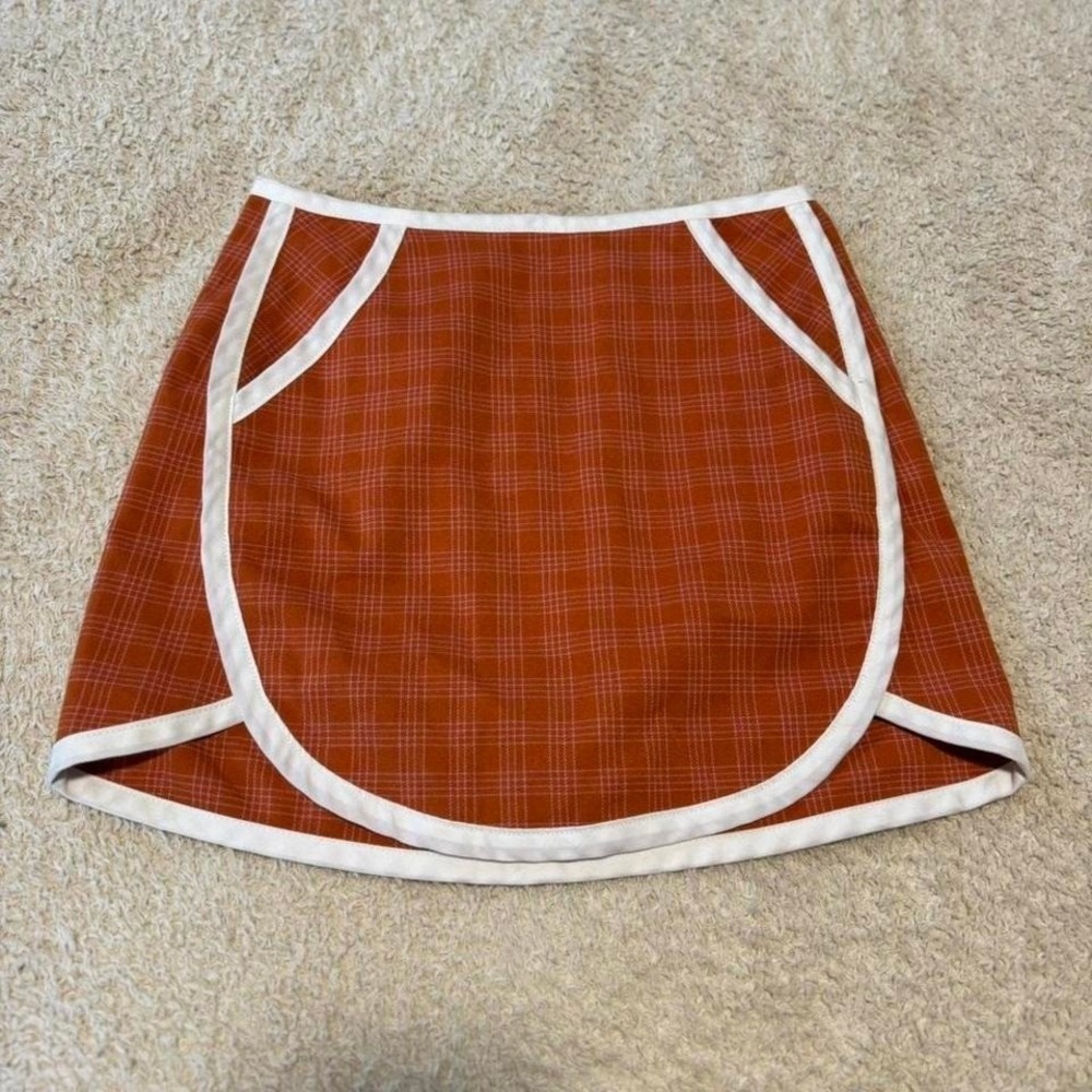 Urban Outfitters Retro Plaid Mini Skirt Rust Orange XS EUC